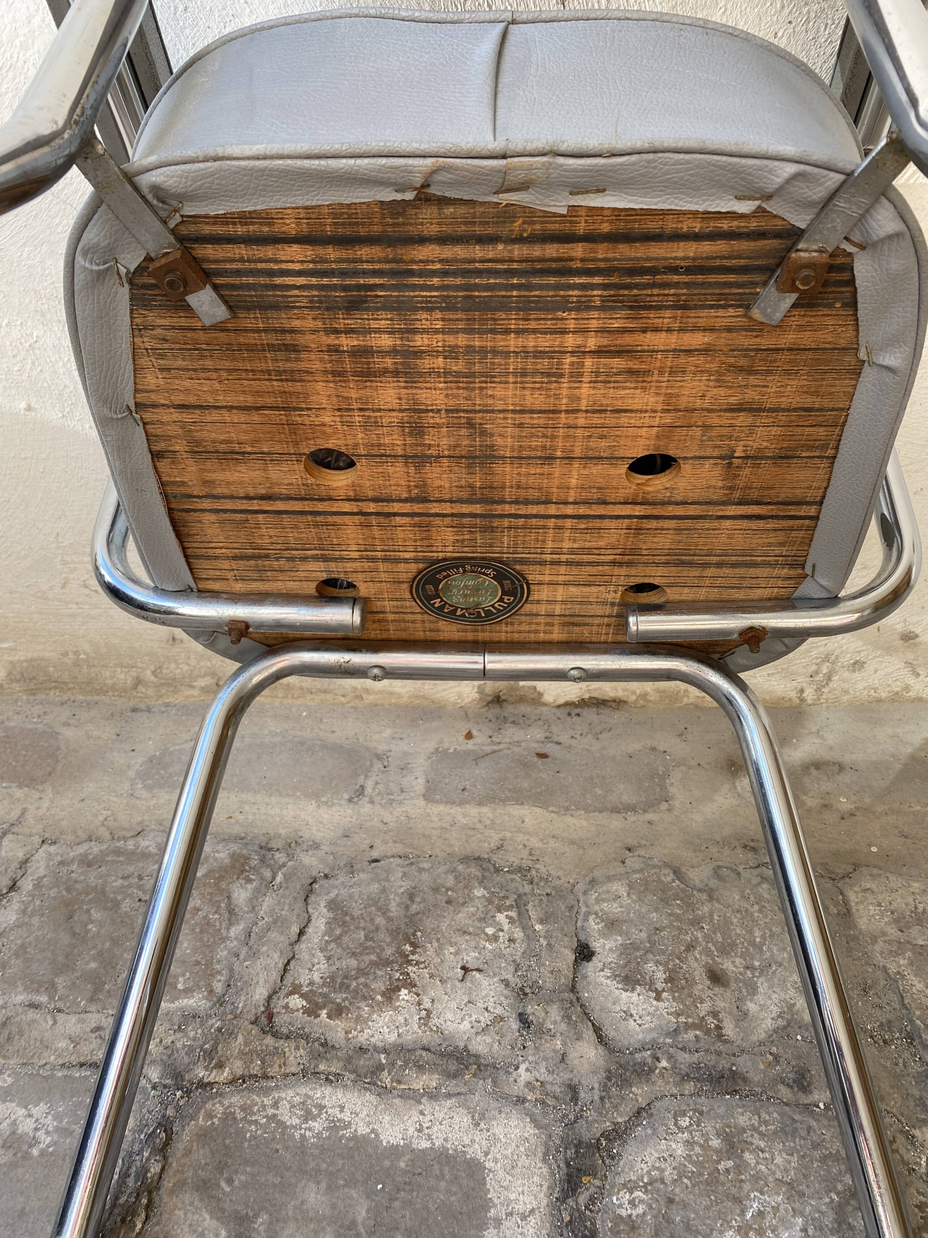 Pullman chair 1950 chrome and skai tube