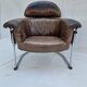 Leather armchair with tubular chrome frame, 1980s