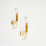 Pair of wall lamps Luigi Caccia Dominioni LP10 brass opaline 1965
