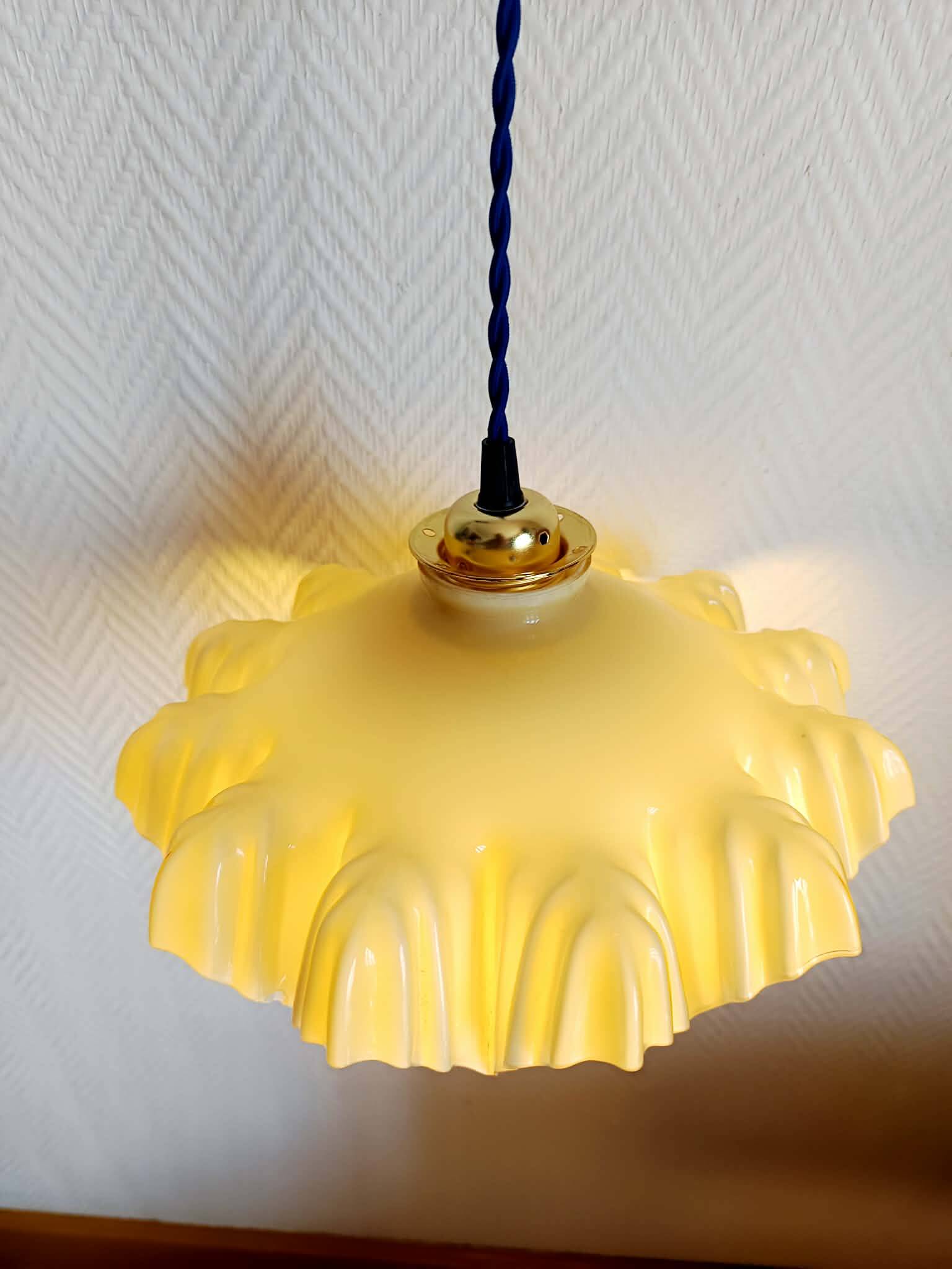 Yellow glass draped suspension Art Deco