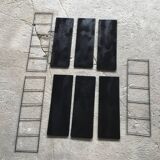 Double metal string shelf - 6 shelves, 3 uprights - vintage 1960