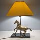 Brass and wood horse lamp