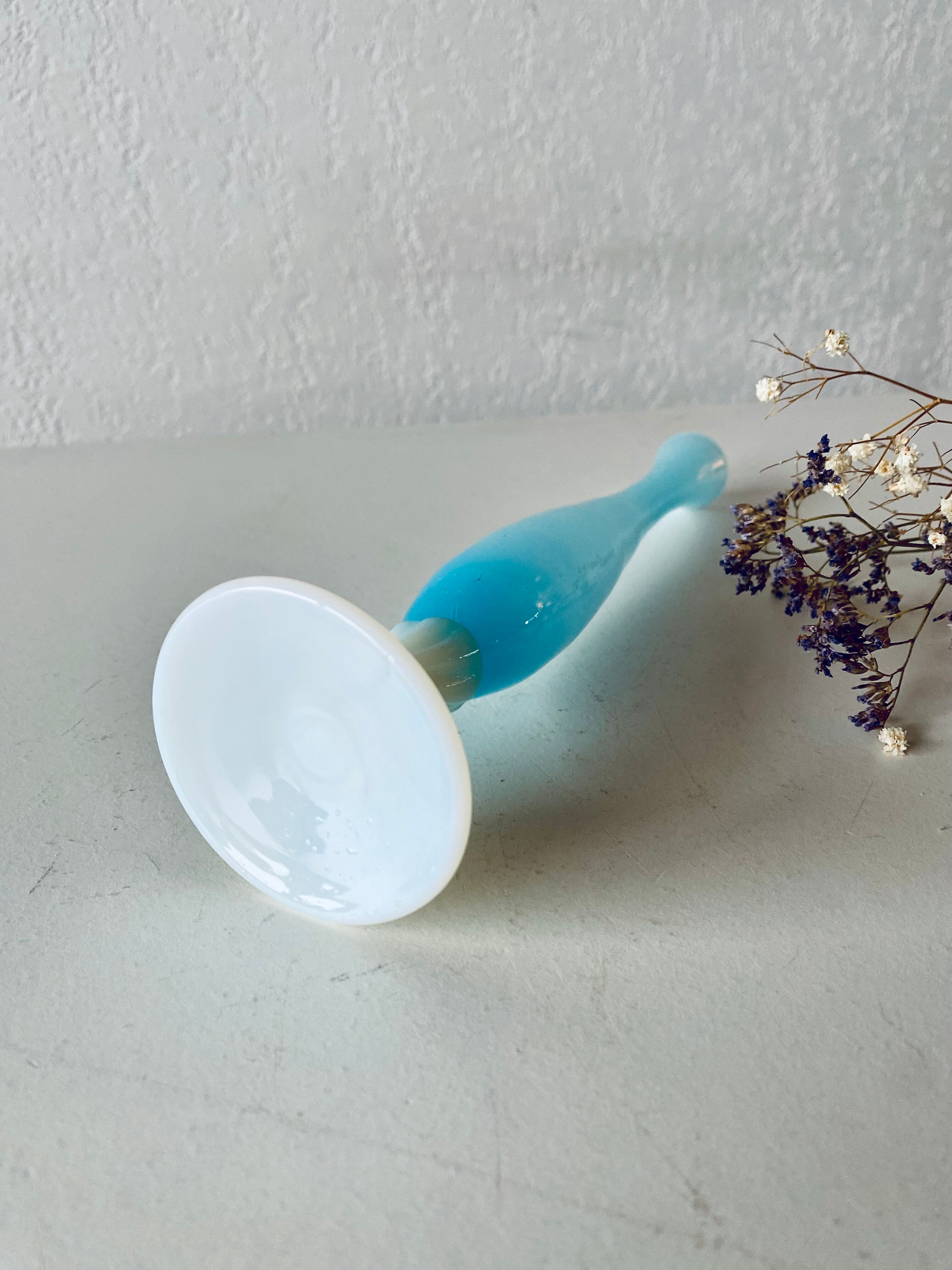 Antique vase in blue and white opaline