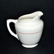 Sarreguemines earthenware milk jug - creamer in bamboo shape with stencil decoration 1920