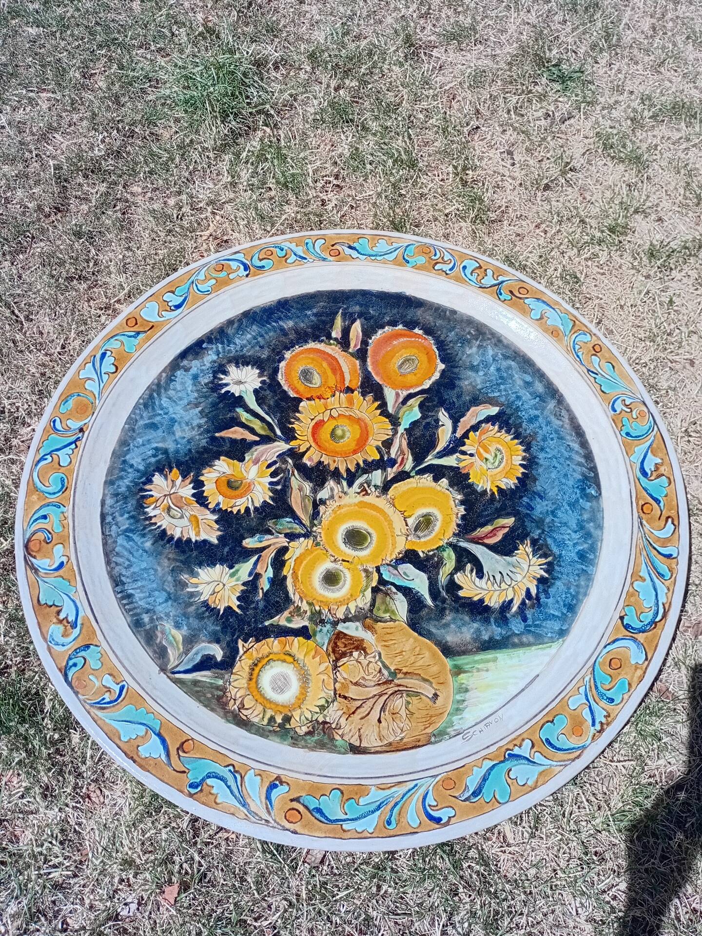 Immense wall plate Elio Schiavon circa 1980