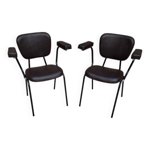 Fauteuils Skaï marron