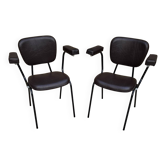 Fauteuils Skaï marron