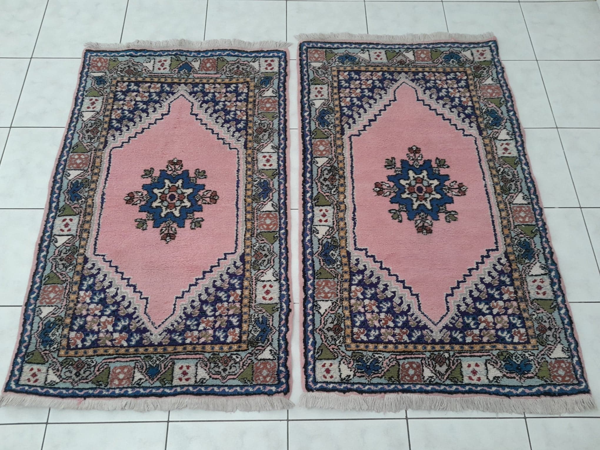Set of 2 Berber carpets handmade bed descents