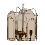 Gilded brass and smoked glass luminaire