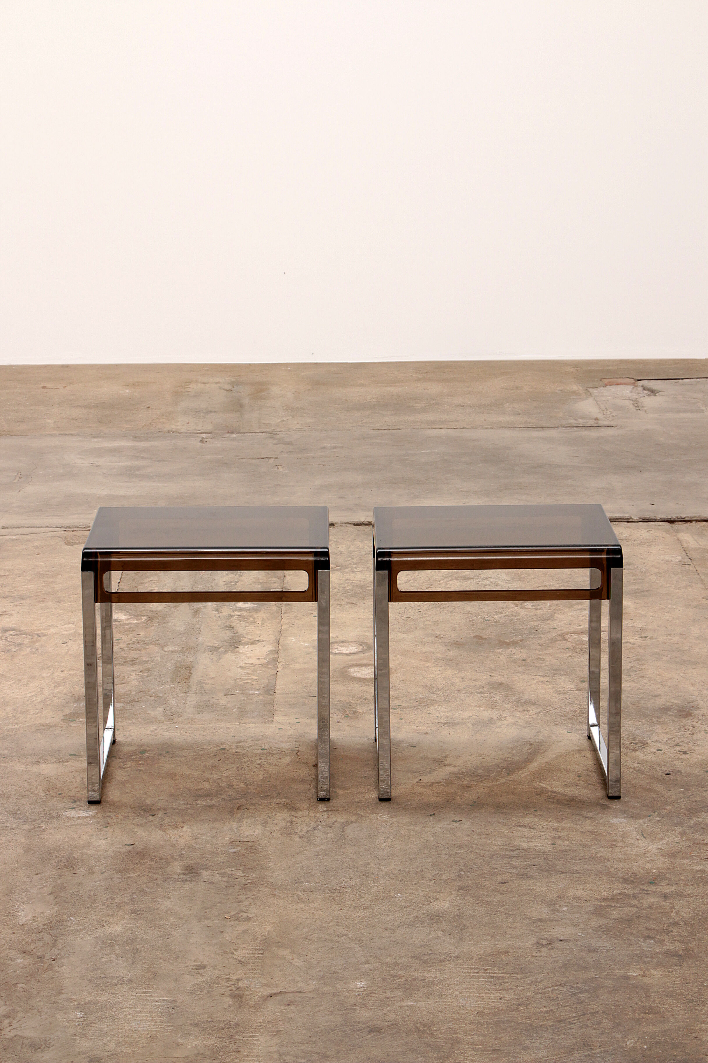 Vintage set of Plexiglas side tables designed in France in the 1960s