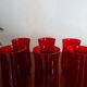 6 water glasses blown glass vintage ruby red 1960