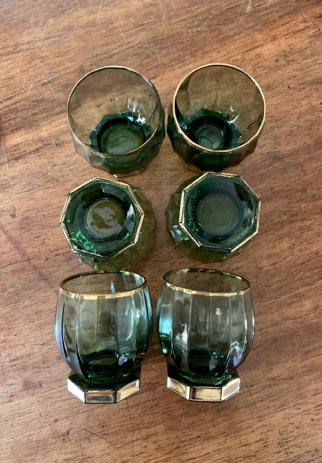 6 art deco glasses