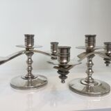 Candle holders or candlesticks made of silver metal