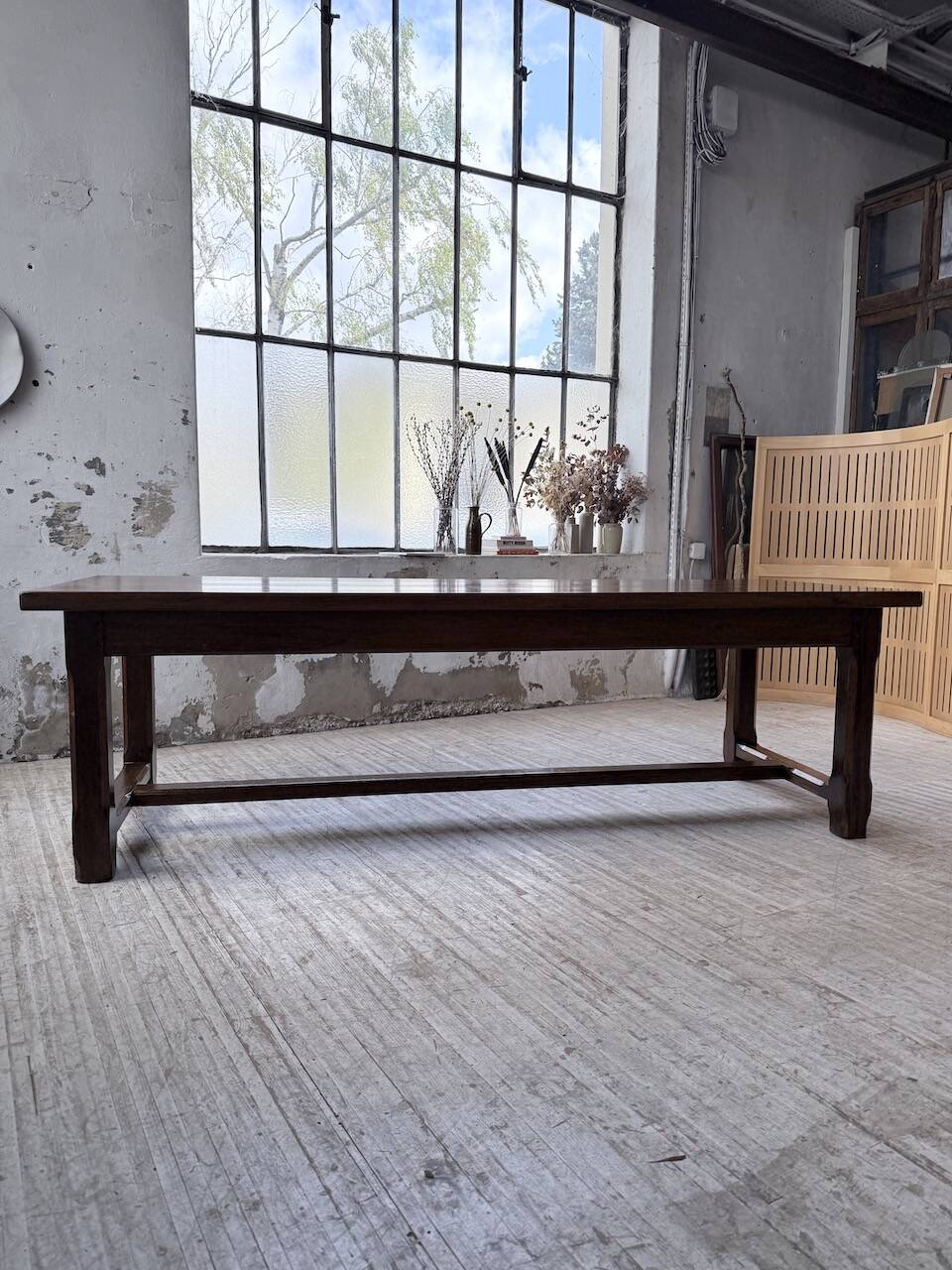 Table de ferme campagne noyer massif XL 250cm