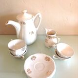 White porcelain coffee service with golden flowers / vintage 50s-60s