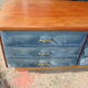 Corner base cabinet in solid Pao Rosa wood with 8 drawers and blue Alcantara lining
