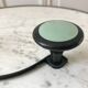 Design coat hook in sage green and black metal from the 70s