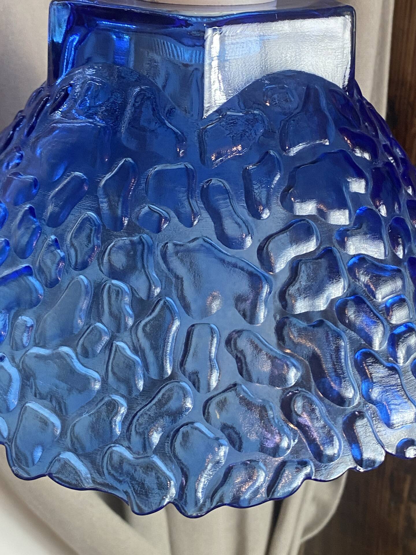 Blue moulded glass suspension