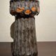 Vase céramique Strehla Allemagne de l’Est GDR 1970s lave gris orange