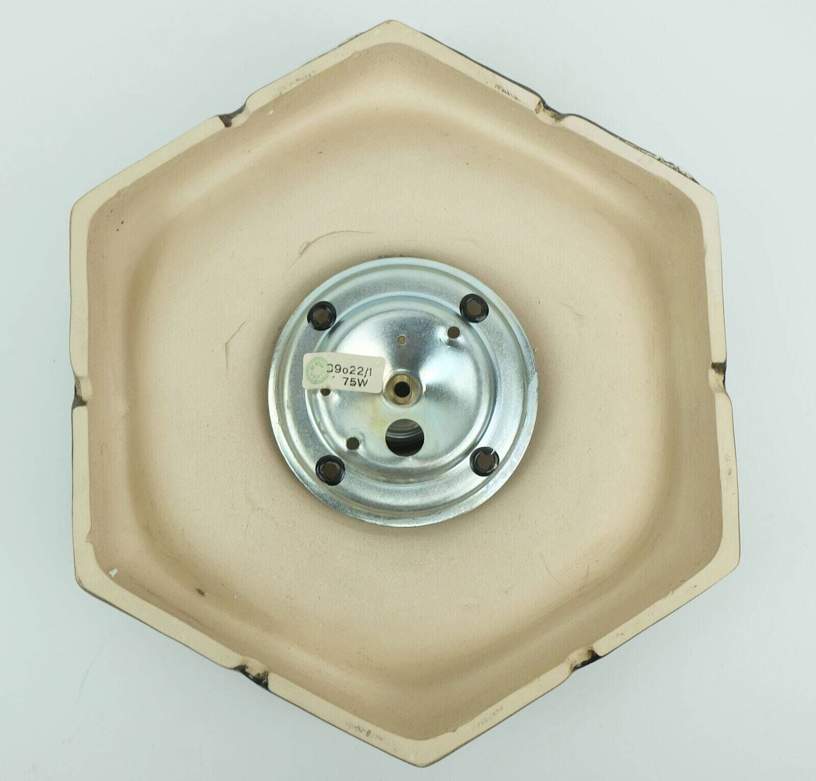 1 of 2 hexagonal mid century ceramic sconces wall lamps 1960s 1970s lava drip glaze beige brown
