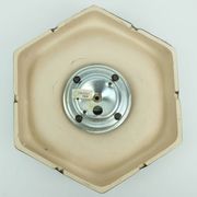 1 of 2 hexagonal mid century ceramic sconces wall lamps 1960s 1970s lava drip glaze beige brown