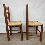 Brutalist chairs in walnut and straw