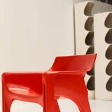 Set of 4 red "Gaudi" armchairs by Vico Magistretti for Artemide