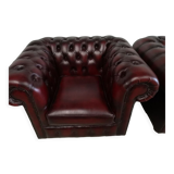 Chesterfield burgundy leather armchairs