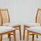 Vintage Dining Chairs Set of 4, Natural beech wood, Herringbone fabric