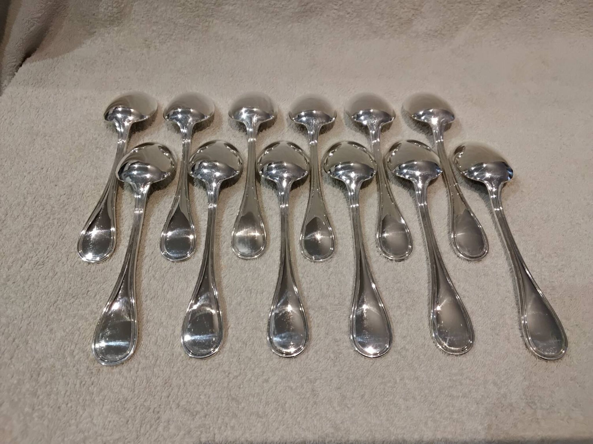 6 silver-plated soup spoons, Christofle Albi silversmith, 20.6cm