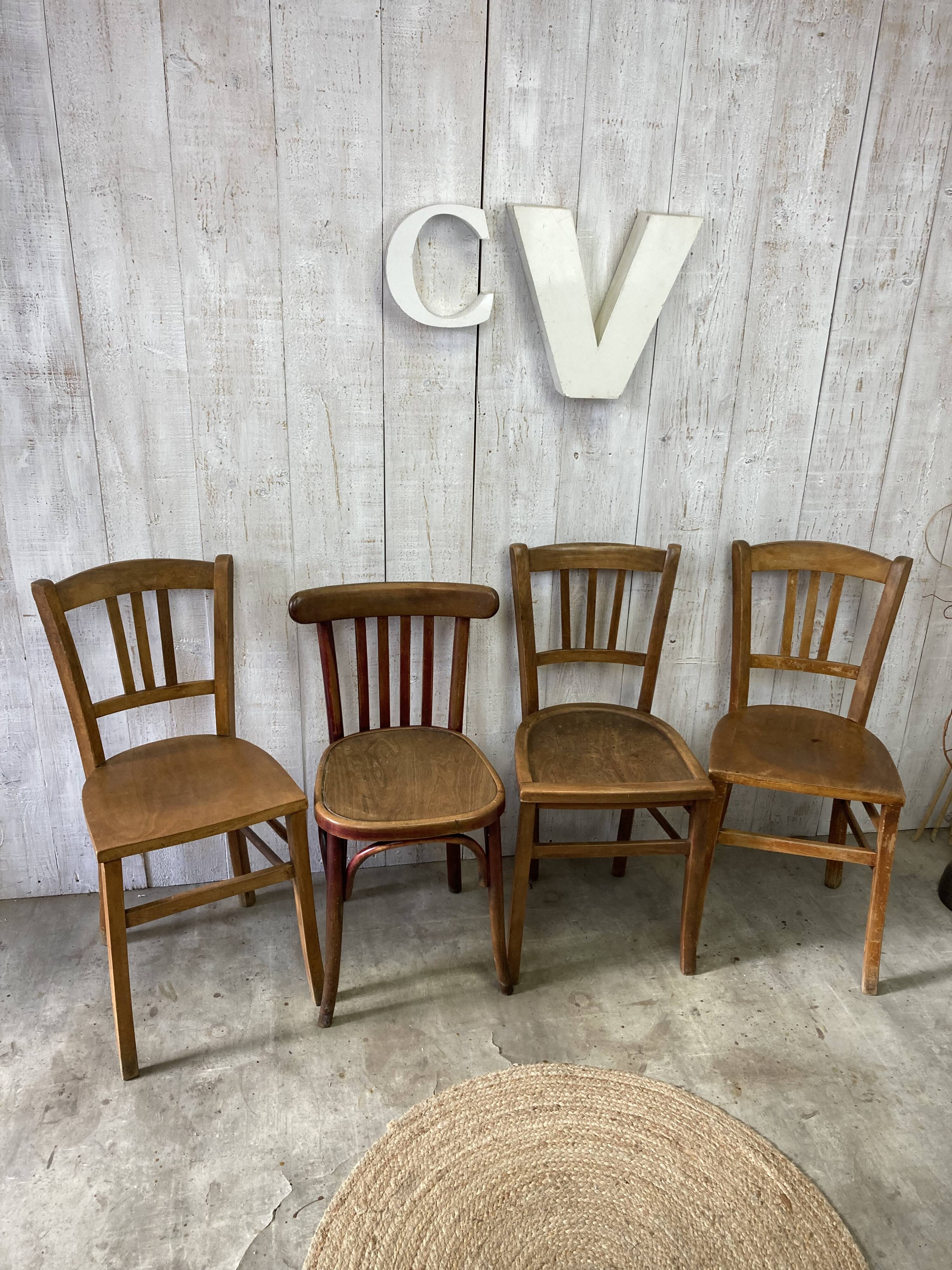 Set of 4 mismatched bistro chairs