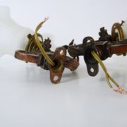 Pair of brass swan collar wall sconces, glass tulips, years 50