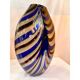 Artistic Italian vase in beige hand-made Murano glass with blue and brown R.