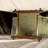 Beveled mercury mirror and japanese art nouveau illustration on the back