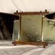 Beveled mercury mirror and japanese art nouveau illustration on the back