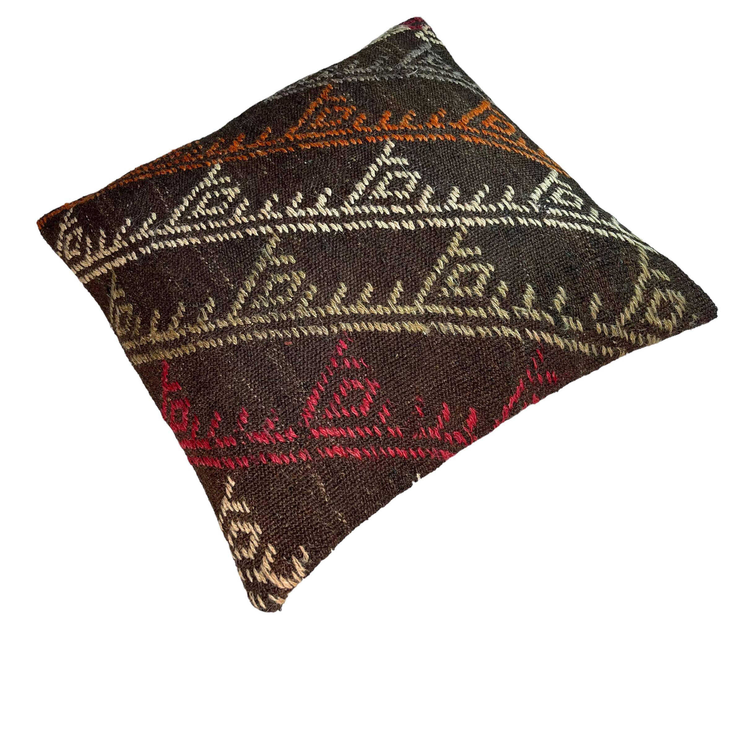 Vintage turkish kilim cushion cover , 55 x 55 cm
