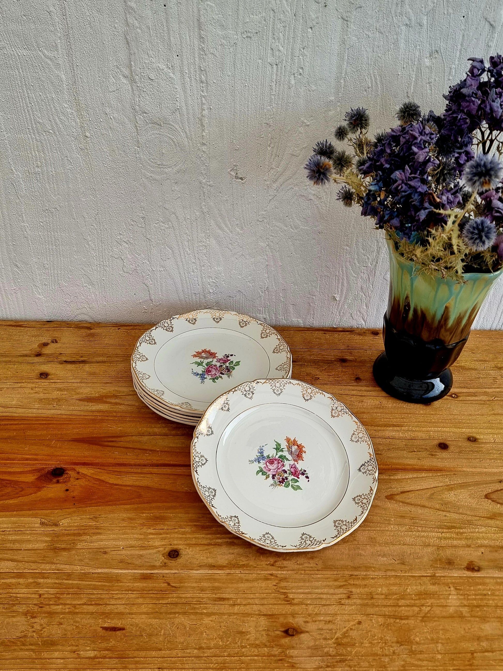 Set of 6 flat plates Saint Amand Céranord model Eve