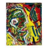 Jazzman playing the double bass, abstract, signed