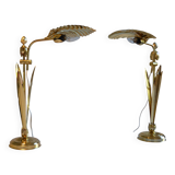 Pair of 1980s Hollywood Regency Gold Table Lamps