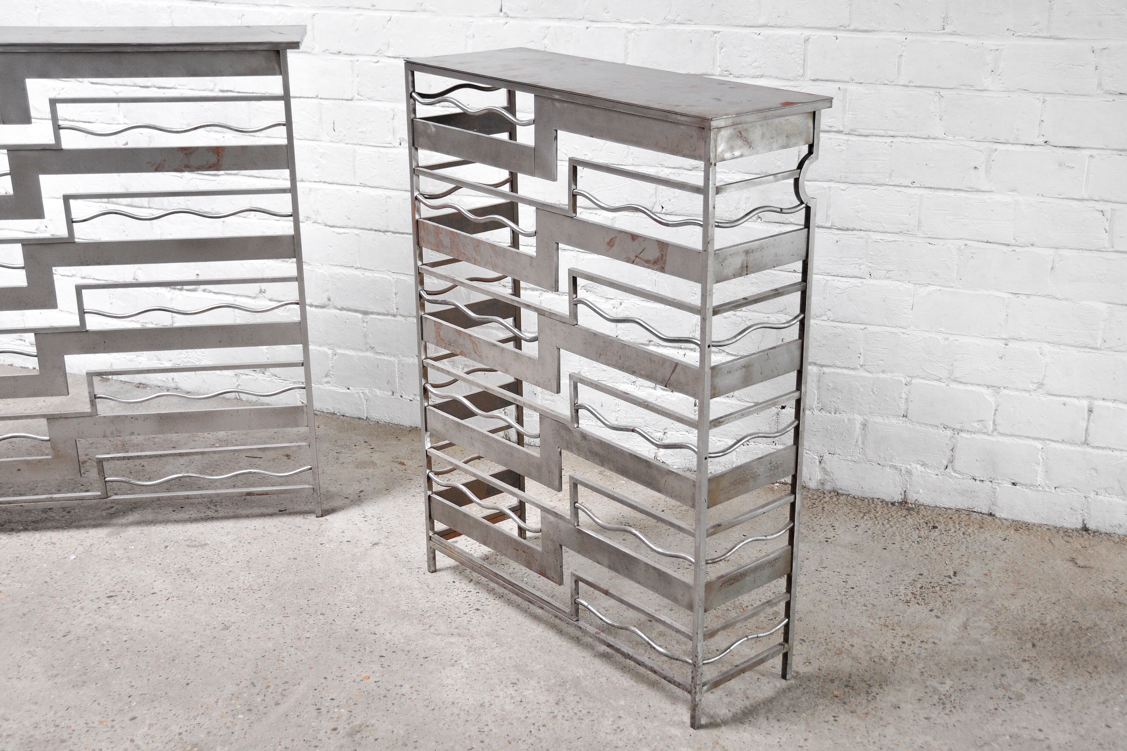 Vintage french metal geometric consoles