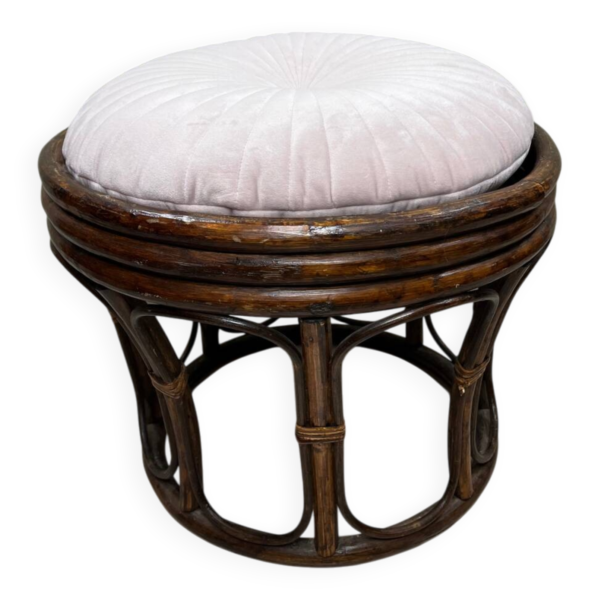 Pouf en rotin brun