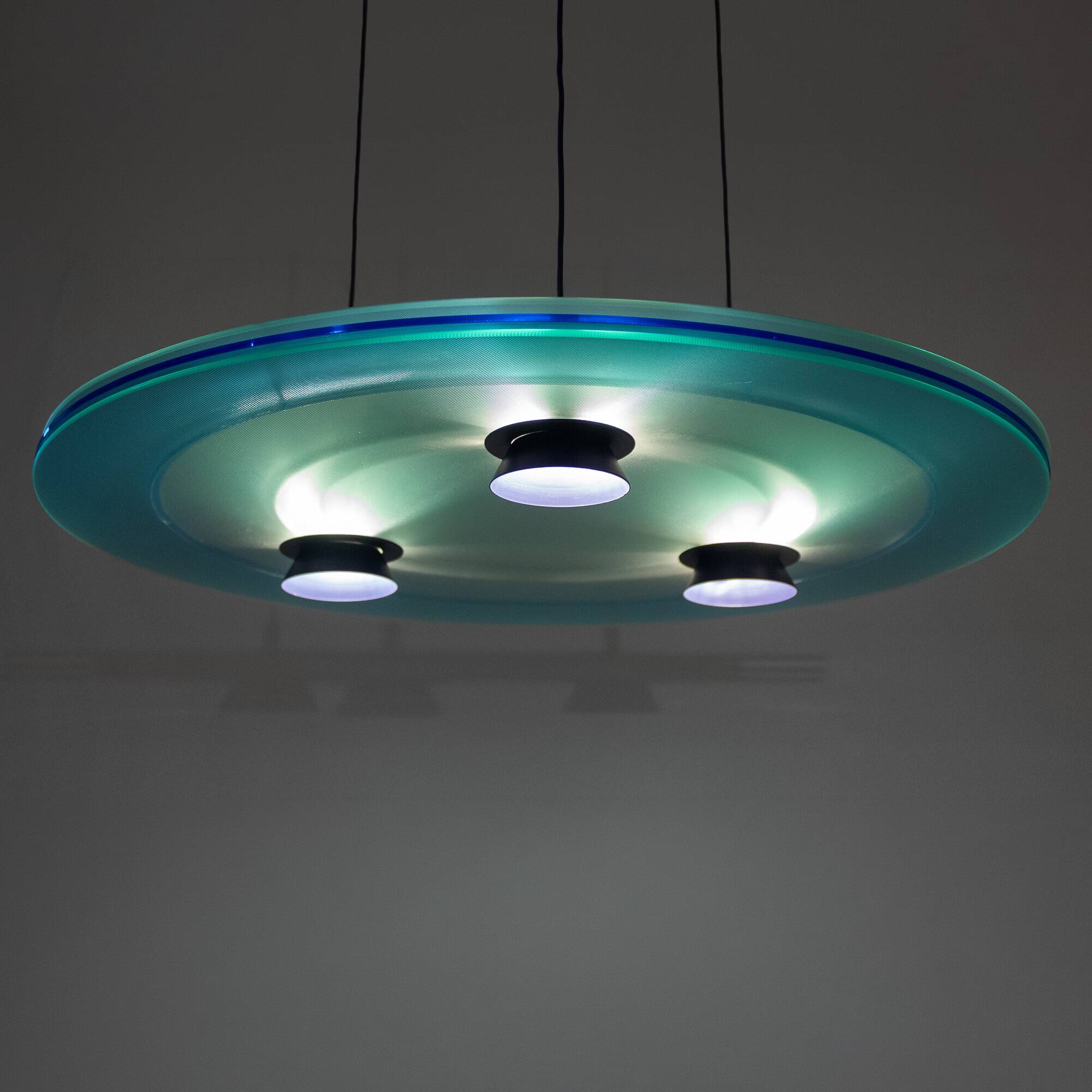 Pendentif Aurora Blue de l'ère spatiale par Arteluce, Perry King et Santiago Miranda,