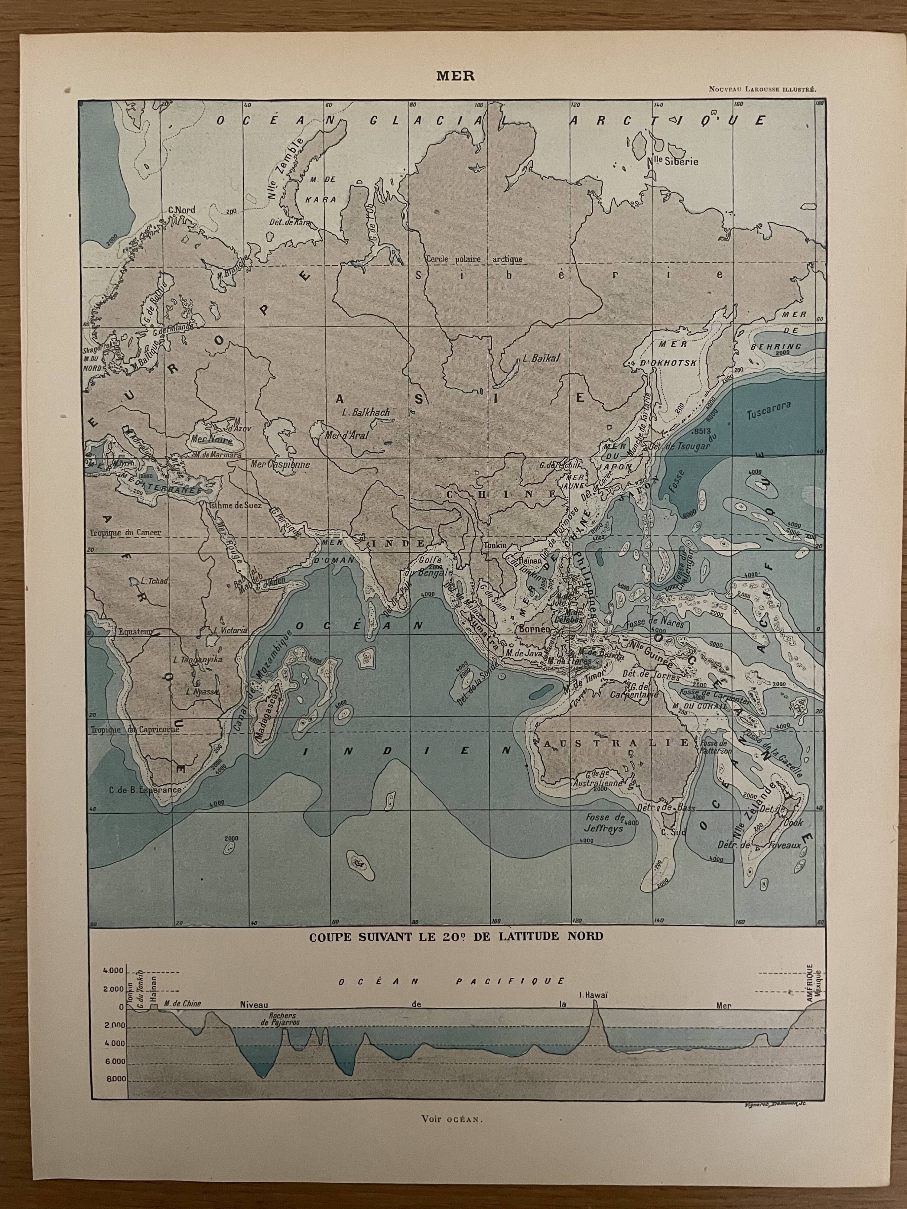 Lithograph engraving on the waters of the sea of 1897
