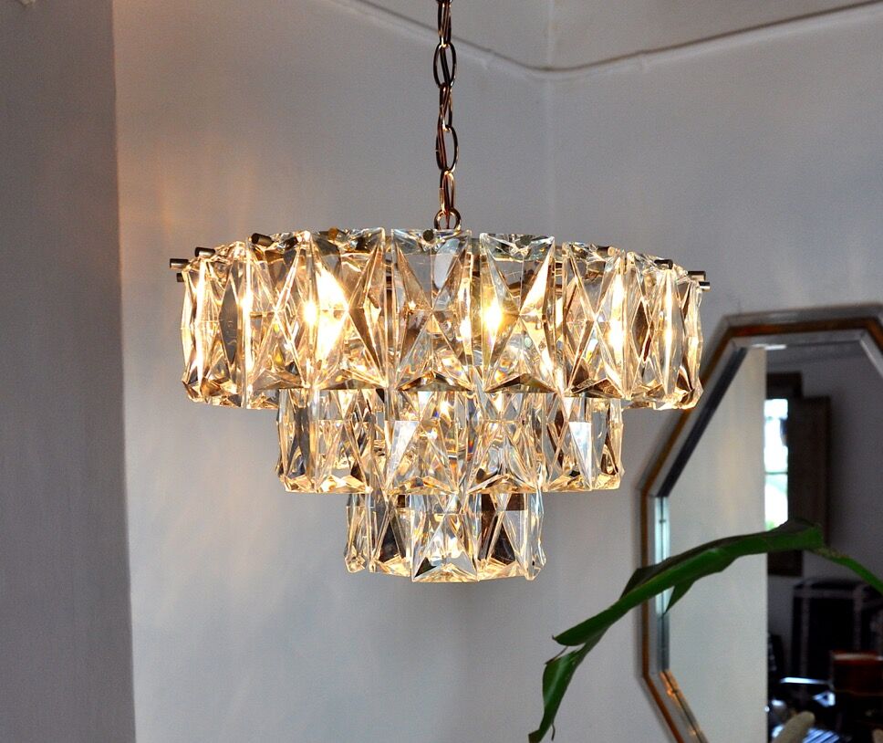 Kinkeldey chandelier 3 levels crystals Germany 1970
