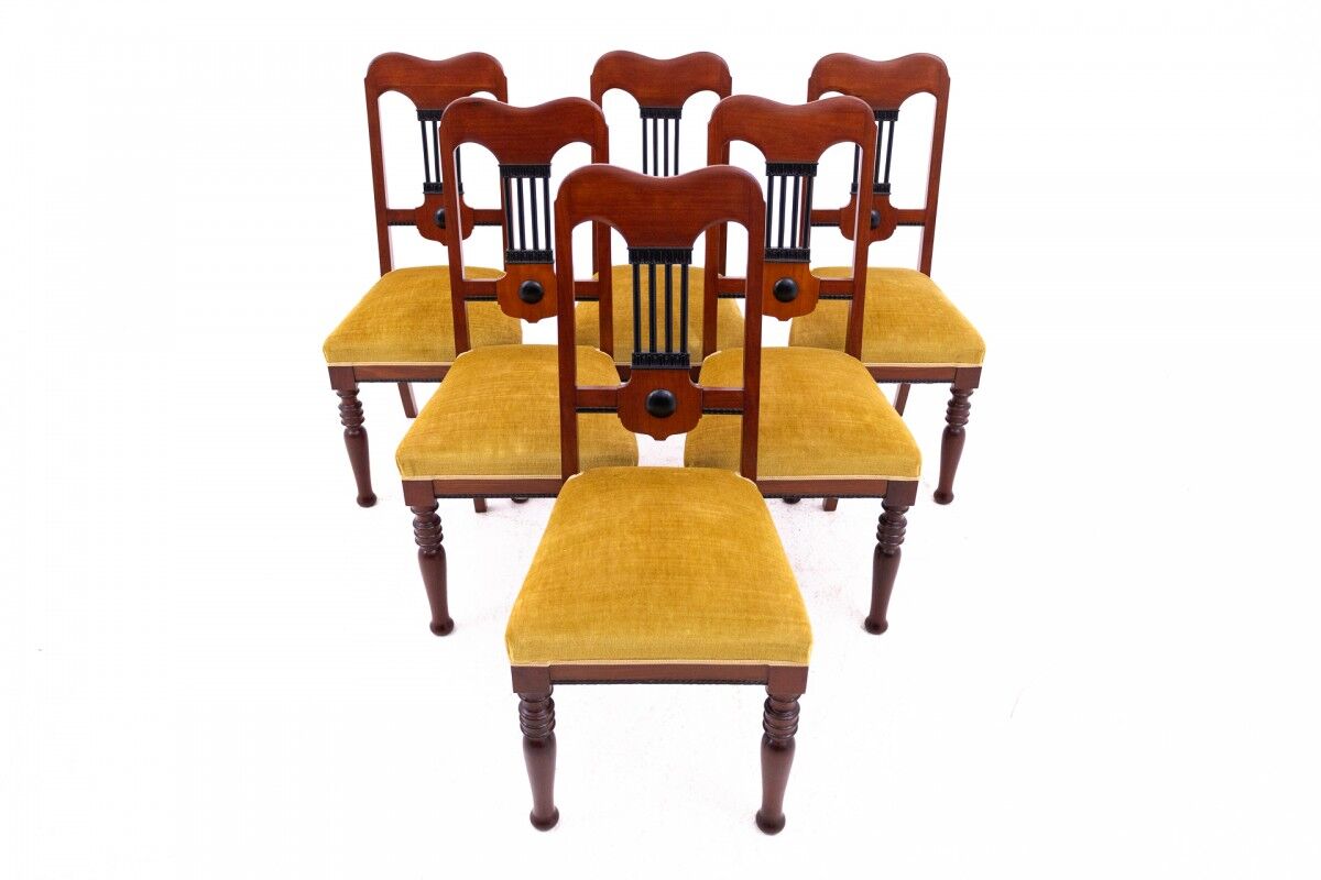 Set of six chairs, Northern Europe, turn of the 19th and 20th centuries. After renovation.