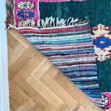 Berber boucharouite rug in emerald green