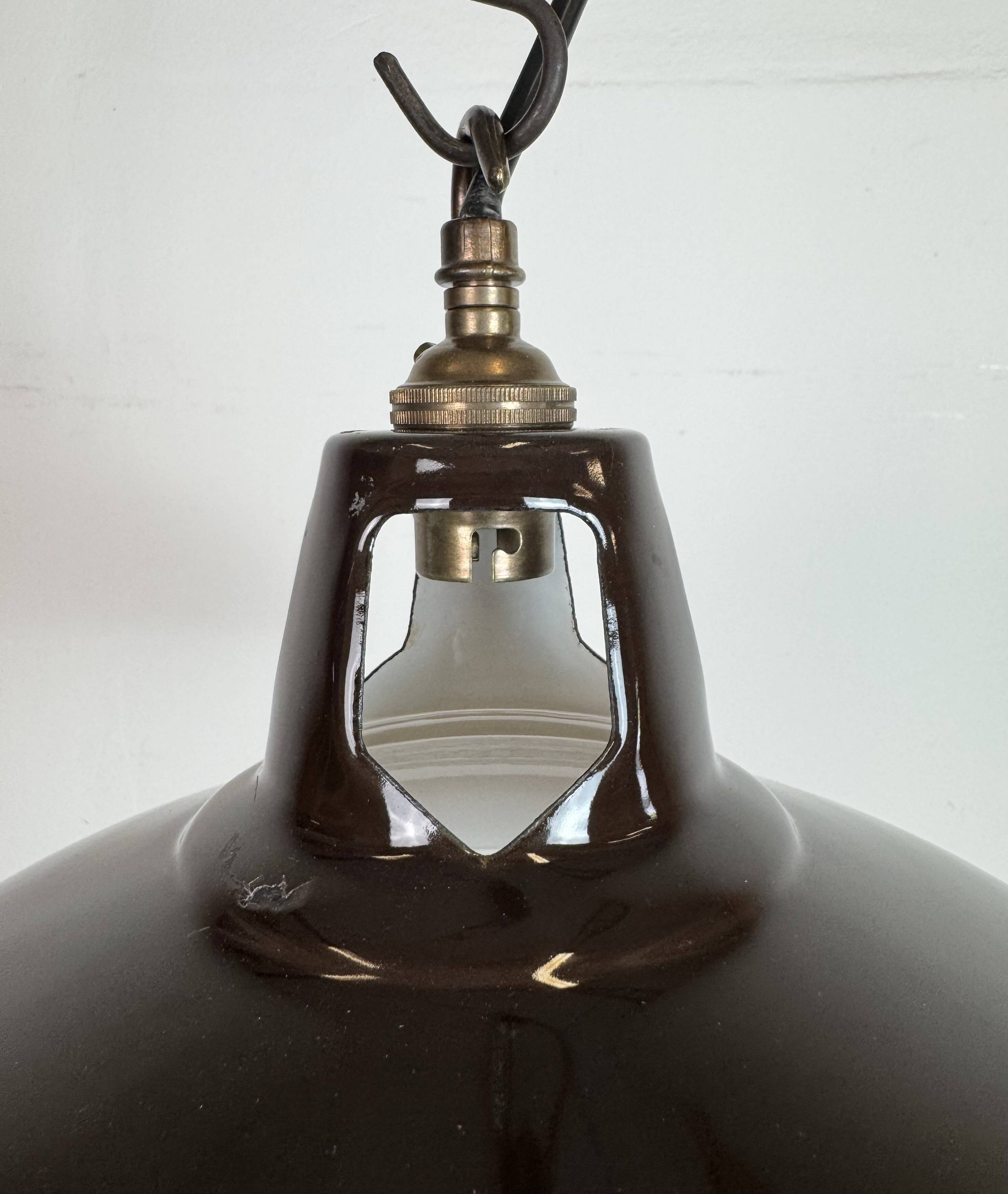 Industrial Brown Enamel Factory Pendant Lamp , 1960s