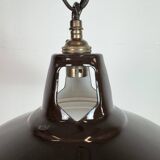 Industrial Brown Enamel Factory Pendant Lamp , 1960s