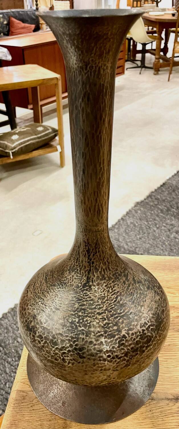 Hammered metal vase