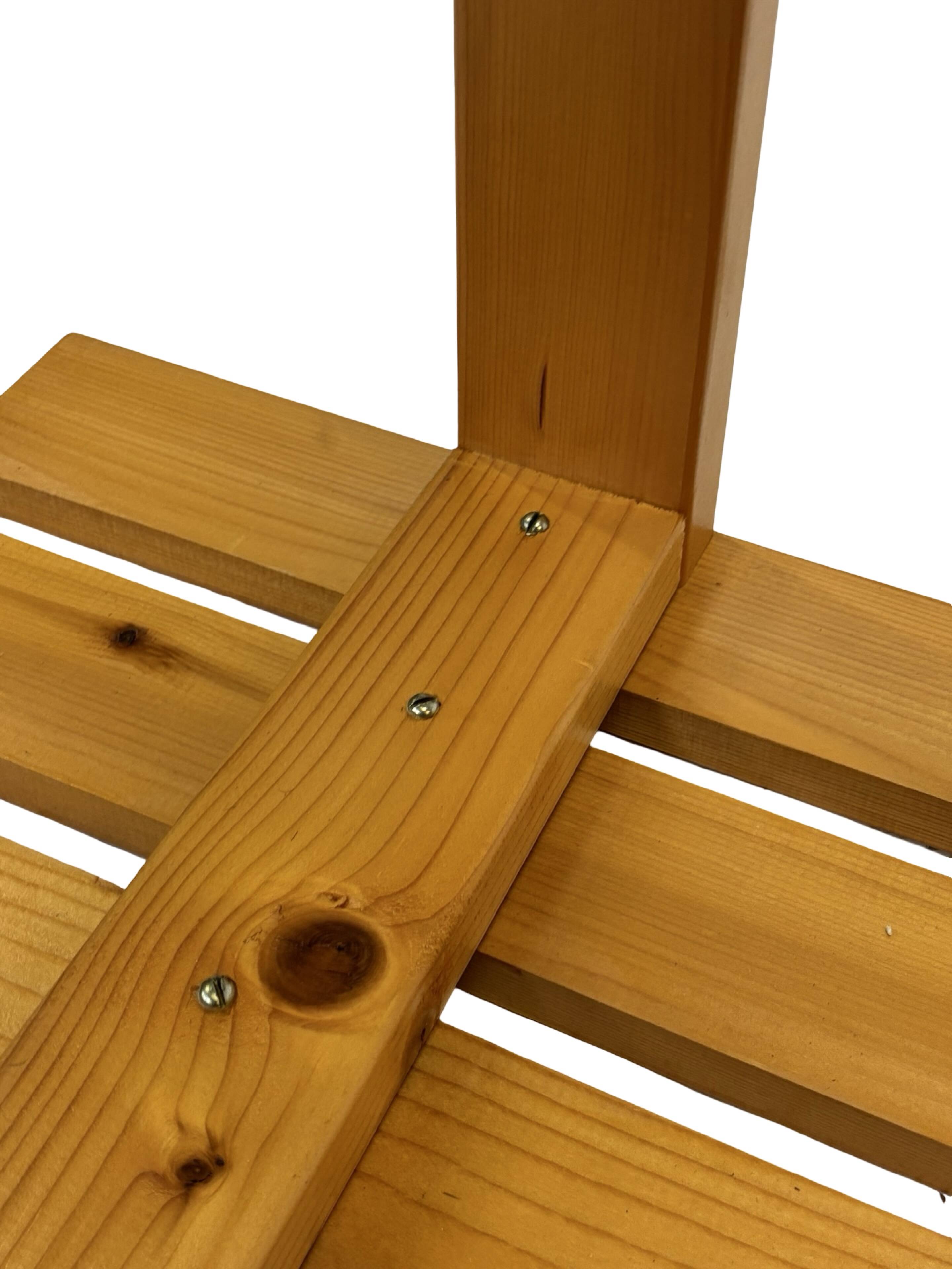 Vintage Scandinavian modern pinewood slatted bench from the 1960's